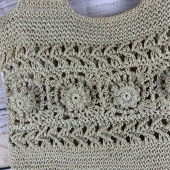 Vintage Y2K Braided Straw Hobo Bag – Floral Design, Cottagecore Western, 22"x13" - Picture 3 of 6